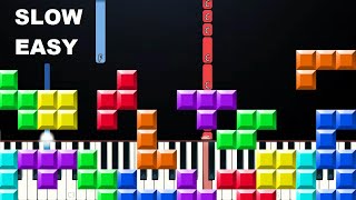 Tetris Theme SLOW EASY PIANO TUTORIAL [upl. by Osgood]