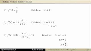 Wyznacz dziedzinę funkcji zadanie 1 [upl. by Nylacaj]