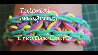 Tutorial Pulsera de gomitas Rainbow Loom Taffy Twist en español [upl. by Zelten]