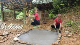 Building bamboo wall for duck house Build a swimming pool for ducks  Green forest life farm life [upl. by Arella562]