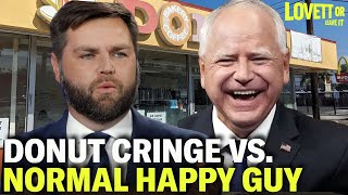 JD Vance Goes Viral for Awkward Donut Shop Visit Tim Walz Continues to be Normal amp Nice [upl. by Evania]