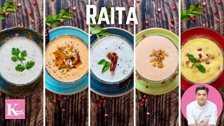 मिनटों में 5 तरह का रायता तैयार 5 Types of Raita  Indian Style Yogurt  Kunal Kapur Summer Recipes [upl. by Alwitt]