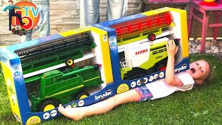 BRUDER TOYS Traktor Combine harvester  Live UNBOXING  Kids videos [upl. by Ajtak]