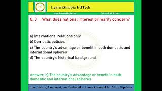 Ethiopian Foreign Policy amp Diplomacy  Model Exit Exam Questions for Civics Exit Exam [upl. by Rebekah]