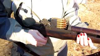 Alison shooting the M1 Garand with Full clip Ping [upl. by Ihsar]