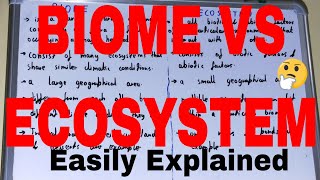 Biome vs EcosystemDifference between biome and ecosystemBiome and ecosystem difference [upl. by Lemaceon87]