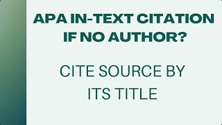 APA citation if no author What to put  Research intext citation [upl. by Flannery]