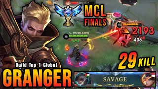 MCL FINALS 29 Kills Granger Best Build amp Emblem Auto SAVAGE  Build Top 1 Global Granger  MLBB [upl. by Relyk]