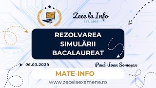 Rezolvare Simulare Examen Național Bacalaureat 2024  Informatica MI  Matematica Informatica [upl. by Itnavart]