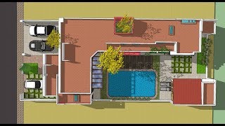 PLANO DE CASA EN forma de L 15X35 METROS  Proyecto de ARquitectura Moderna [upl. by Aniluj]