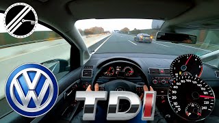 VW Touran 20 TDI 1T 140 PS Top Speed Drive On German Autobahn No Speed Limit POV [upl. by Maggio]