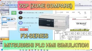 GX Works2  ZCP Zone Compare Instruction Mitsubishi PLC FX Series Connected HMI GOT2000 Simulation [upl. by Adeehsar629]