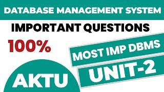 Database Management system unit 2 aktu important questions  Dbms important aktu [upl. by Dewitt]