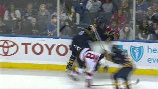 Tyler Myers hit on Dainius Zubrus 11162011 [upl. by Nwatna]