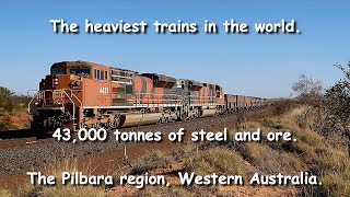 BHP Iron Ore trains heaviest in the world Pilbara Western Australia [upl. by Delcine]