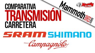 SRAM SHIMANO y CAMPAGNOLO Equivalencia y Comparativa en las Transmisiones de Carretera [upl. by Reaht]