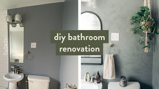 DIY SMALL BATHROOM MAKEOVER  before and after venetian plaster [upl. by Morrissey105]