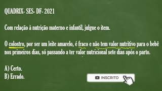 Questão de Nutrição QUADRIX SES DF 2021 [upl. by Eardna]