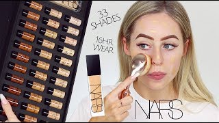 NEW NARS NATURAL RADIANT LONGWEAR WEAR FOUNDATION REVIEW  33 SHADES16HR WEAR  KASEY RAYTON [upl. by Gitt]