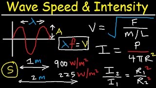 Wave Speed on a String  Tension Force Intensity Power Amplitude Frequency  Inverse Square Law [upl. by Alethea712]