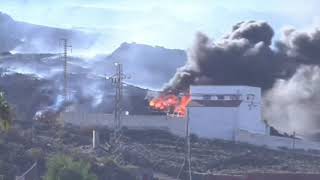 La Palma Volcano Following the Cumbre Vieja eruption hot lava flames engulf an power station [upl. by Reedy]