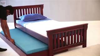 Trundle Bed Shop Kendra Trundle Bed online in mahogany Finish  Wooden Street [upl. by Eatnoled55]