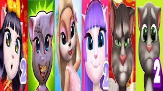 My Talking Tom 1 Chinese Version VS My Talking Tom 2 Angela 2 Maria Kimmy Superstar Fashion Cat [upl. by Efinnej]