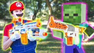 Nerf War Nerf meets Mario meets Minecraft [upl. by Juta]