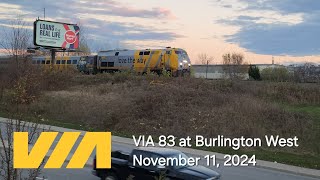 VIA 83 at Burlington West • November 11 2024 [upl. by Jarlathus]