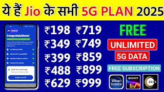 Jio Ke All 5G Plan 2025  Jio New 5G Recharge Free Unlimited 5G Data  Jio Sabse Sasta 5G Plans [upl. by Isyad706]