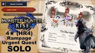 Monster Hunter Rise  Apex Arzuros SOLO  HR4 Rampage Urgent Quest [upl. by Luhem]