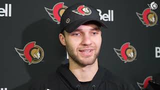 Thomas Chabot Josh Norris Nick Cousins and Travis Hamonic Media Availability  Oct 8 [upl. by Gui]