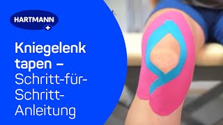 Kniegelenk tapen Anwendung DermaPlast® ACTIVE Kinesiologisches Tape [upl. by Ayr]