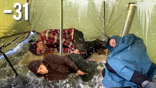 EXTREME 31C WINTER SOLO CAMPING IN THE WARMEST HOT TENT ON EARTH ASMR [upl. by Larentia]