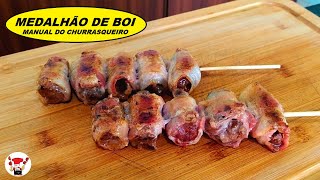 Como Fazer Espetinho de Contrafilé e Bacon  Churrasco [upl. by Sinned]