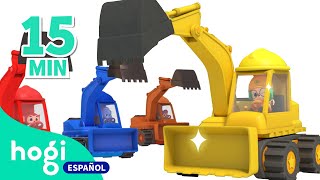 ¡Aprende Colores con Excavadoras  Vehículos para Construir  Mix  Hogi en español [upl. by Malvia]