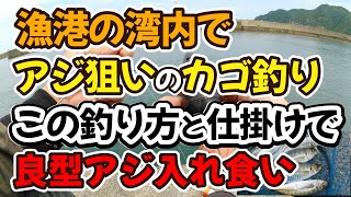 漁港の湾内でアジ狙いのカゴ釣り！この釣り方と仕掛けで良型アジ入れ食い（仕掛け解説あり） [upl. by Giavani]