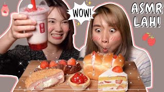 🇸🇬🎙MY FIRST SINGLISH MUKBANGASMR   SWEET KOREAN STRAWBERRY STUFF 딸기 먹방 🍓😋 [upl. by Itida248]