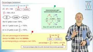 Procenten  percentages berekenen  WiskundeAcademie [upl. by Annaujat437]