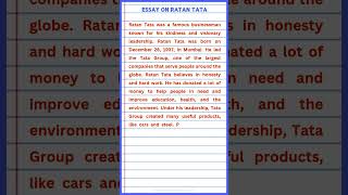 Essay on Ratan Tata  10 lines essay on ratan tata [upl. by Thormora]