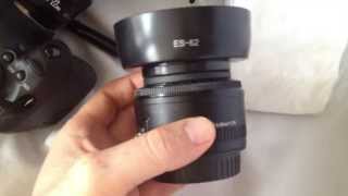 Lens hood for Canon EF 50mm f18 ES62 Lens Hood REVIEW and unbox from eBay [upl. by Naicul]