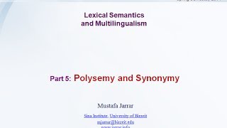 Jarrar Lexical Semantics and Multilingualism Part 55 [upl. by Gabriello345]