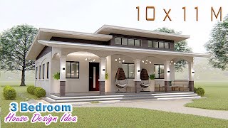 HOUSE DESIGN IDEA  10 X 11 Meters  3 Bedroom Farmhouse [upl. by Igiul272]