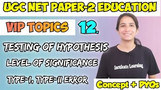 VIP Class12 Level of Significance Hypothesis TestingTypeI TypeII Error Unit6 Researchugcnet [upl. by Yesmar]