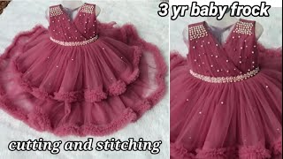 Trending 2 layer cindrella frock cutting and stitching3 yr baby frockparty wear dress [upl. by Rennat]