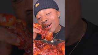 Nuclear fried chicken shorts tiktok spicy chicken mukbang [upl. by Irmo904]