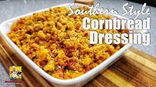 Southern Style Cornbread Dressing  Thanksgiving Recipes  Stuffing Recipe [upl. by Ahseinad181]