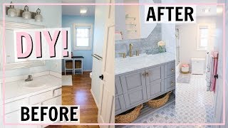 DIY BATHROOM TRANSFORMATION INCREDIBLE BEFORE AND AFTER MAKEOVER  Alexandra Beuter [upl. by Joshi616]