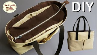 How to make a large zipper tote bag with multipockets [upl. by Assener]