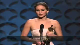 Jennifer Lawrence Wins Oscar Best Actress Silver Linings Playbook 2013 Academy Awards [upl. by Ulane]